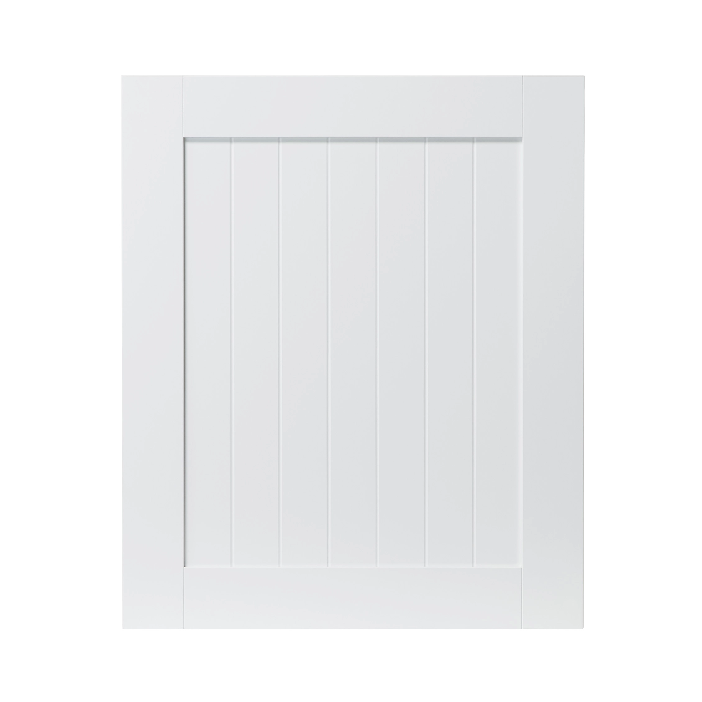 GoodHome Alpinia Matt White Tongue & Groove Shaker Highline Cabinet Door (W)600mm (H)715mm (T)18mm 3 GoodHome Alpinia Matt White Tongue & Groove Shaker Highline Cabinet Door (W)600mm (H)715mm (T)18mm