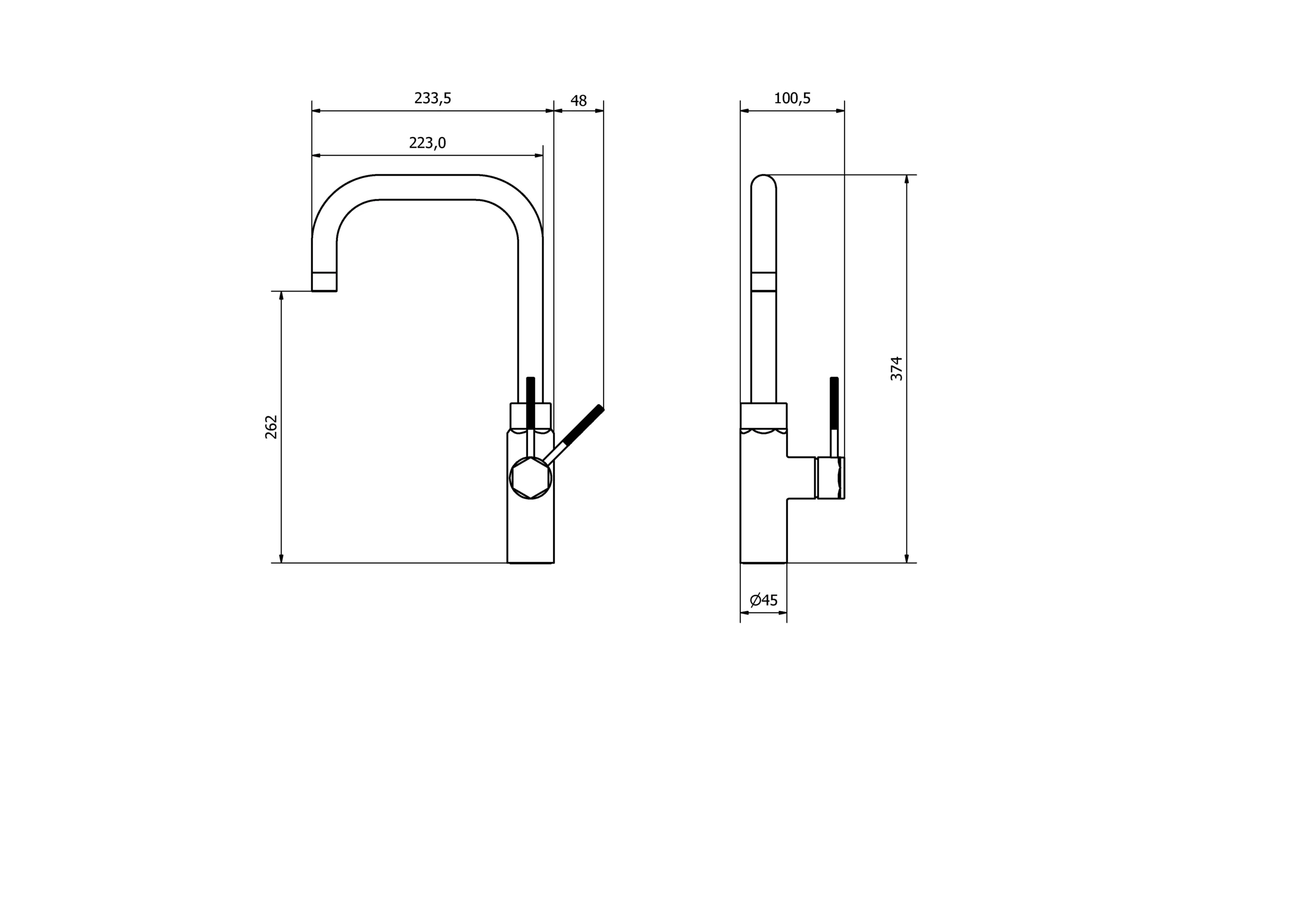 GoodHome Argania Black Graphite Effect Kitchen Side Lever Tap 9 GoodHome Argania Black Graphite Effect Kitchen Side Lever Tap - Image 7
