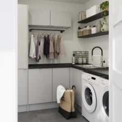 GoodHome Balsamita Matt Grey Slab Appliance Cabinet Door (W)600mm (H)453mm (T)16mm -Prime Kitchen goodhome balsamita matt grey slab appliance cabinet door w 600mm h 453mm t 16mm3663602655572 09i