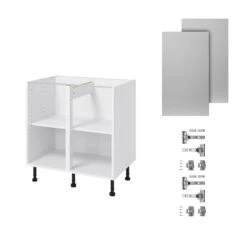 GoodHome Balsamita Matt Grey Slab Base Kitchen Cabinet (W)800mm (H)720mm -Prime Kitchen goodhome balsamita matt grey slab base kitchen cabinet w 800mm h 720mm5059340702124 07c bq