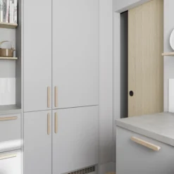 GoodHome Balsamita Matt Grey Slab Drawerline Cabinet Door, (W)400mm (H)715mm (T)16mm -Prime Kitchen goodhome balsamita matt grey slab drawerline cabinet door w 400mm h 715mm t 16mm5059340482453 02i