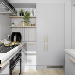 GoodHome Balsamita Matt Grey Slab Tall Appliance Cabinet Door (W)600mm (H)806mm (T)16mm -Prime Kitchen goodhome balsamita matt grey slab tall appliance cabinet door w 600mm h 806mm t 16mm3663602655572 07i