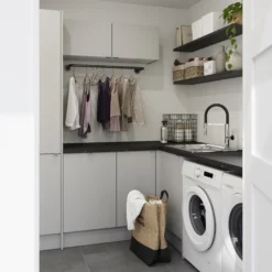 GoodHome Balsamita Matt Grey Slab Tall Appliance Cabinet Door (W)600mm (H)806mm (T)16mm -Prime Kitchen goodhome balsamita matt grey slab tall appliance cabinet door w 600mm h 806mm t 16mm3663602655572 10i