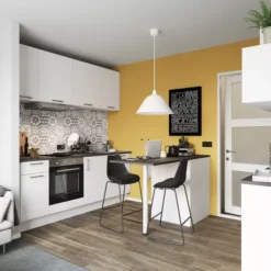 GoodHome Balsamita Matt White Slab 70:30 Larder/Fridge Freezer Cabinet Door (W)300mm (H)1467mm (T)16mm -Prime Kitchen goodhome balsamita matt white slab 70 30 larder fridge freezer cabinet door w 300mm h 1467mm t 16mm5059340099217 01i