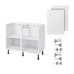 GoodHome Balsamita Matt White Slab Base Kitchen Cabinet (W)1000mm (H)720mm -Prime Kitchen goodhome balsamita matt white slab base kitchen cabinet w 1000mm h 720mm5059340702193 07c bq