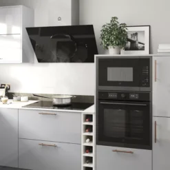 GoodHome Bamia GHAGRO90 Black Glass Round Angled Cooker Hood, (W)90cm -Prime Kitchen goodhome bamia ghagro90 black glass round angled cooker hood w 90cm3663602434313 02i