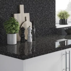 GoodHome Black & White Star Sparkle Effect Paper & Resin Back Panel, (H)600mm (W)2000mm (T)3mm -Prime Kitchen goodhome black white star sparkle effect paper resin back panel h 600mm w 2000mm t 3mm3663602637127 21i