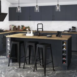 GoodHome Dorice / Stevia Matt Blue Slab Drawer Front (W)800mm, Pack Of 3 -Prime Kitchen goodhome dorice stevia matt blue slab drawer front w 800mm pack of 35059340140766 02i