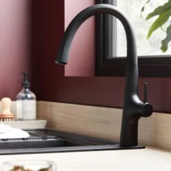 GoodHome Edulis Black Graphite Effect Kitchen Side Lever Tap -Prime Kitchen goodhome edulis black graphite effect kitchen side lever tap3663602481904 02i bq
