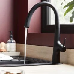 GoodHome Edulis Black Graphite Effect Kitchen Side Lever Tap -Prime Kitchen goodhome edulis black graphite effect kitchen side lever tap3663602481904 03i