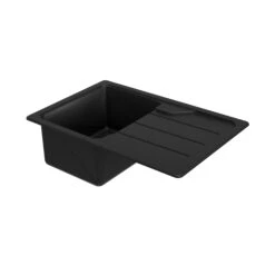 GoodHome Fatali Black Composite Quartz 1 Bowl Sink & Drainer (W)500mm X (L)780mm -Prime Kitchen goodhome fatali black composite quartz 1 bowl sink drainer w 500mm x l 780mm5059340458366 01c
