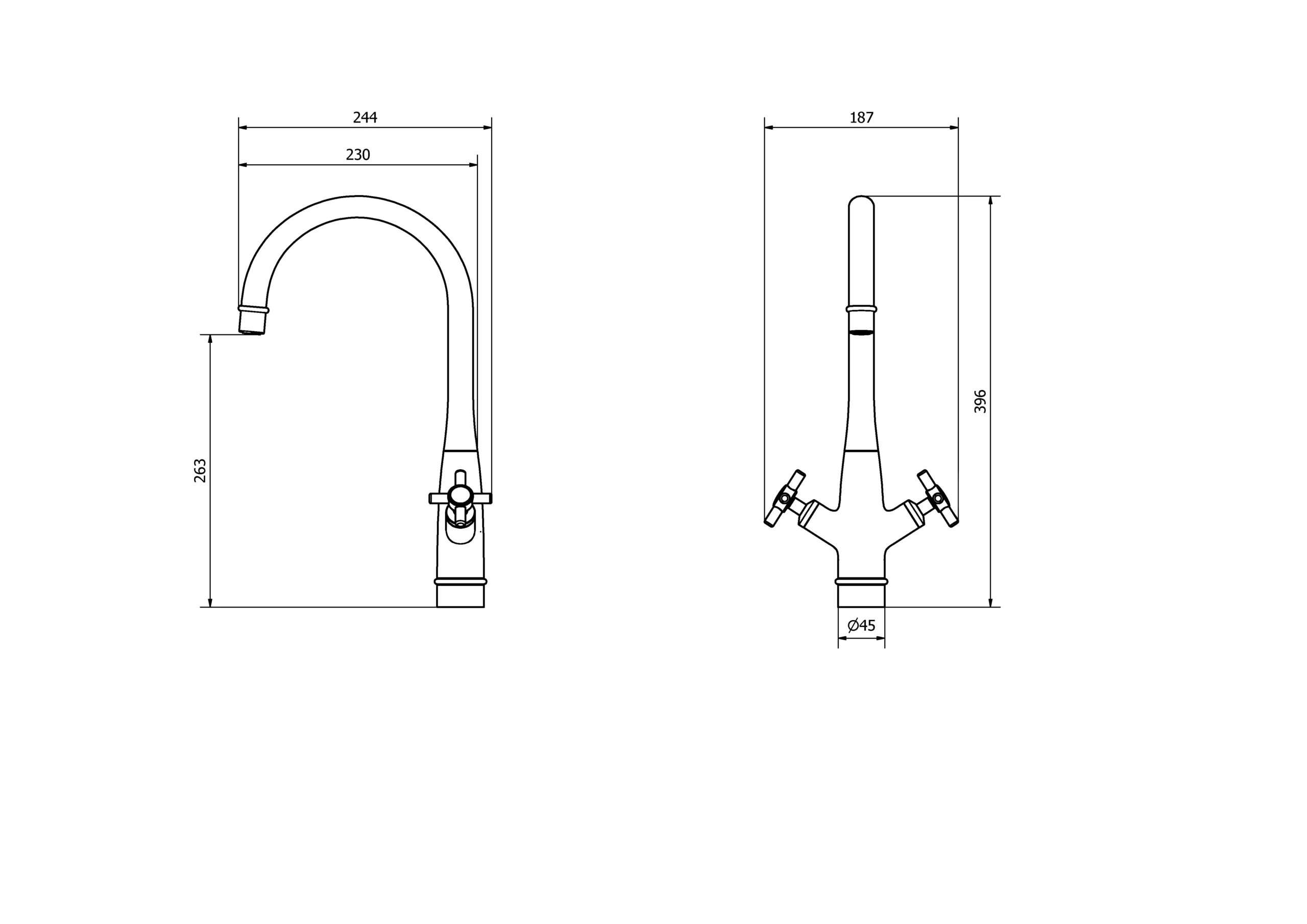 GoodHome Filbert Gold Brass Effect Kitchen Twin Lever Tap 10 GoodHome Filbert Gold Brass Effect Kitchen Twin Lever Tap - Image 8
