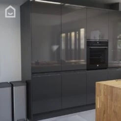 GoodHome Garcinia Gloss Anthracite Integrated Handle Drawer Front, Bridging Door & Bi Fold Door, (W)600mm (H)356mm (T)19mm -Prime Kitchen goodhome garcinia gloss anthracite integrated handle drawer front bridging door bi fold door w 600mm h 356mm t 19mm3663602651901 KFG