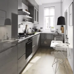 GoodHome Garcinia Gloss Anthracite Integrated Handle Tall Larder Cabinet Door (W)300mm (H)1467mm (T)19mm -Prime Kitchen goodhome garcinia gloss anthracite integrated handle tall larder cabinet door w 300mm h 1467mm t 19mm3663602651956 20i