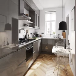 GoodHome Garcinia Gloss Anthracite Integrated Handle Tall Larder Cabinet Door (W)300mm (H)1467mm (T)19mm -Prime Kitchen goodhome garcinia gloss anthracite integrated handle tall larder cabinet door w 300mm h 1467mm t 19mm3663602651956 21i