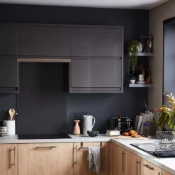 GoodHome Garcinia Gloss Anthracite Integrated Handle Tall Wall Cabinet Door (W)400mm (H)895mm (T)19mm -Prime Kitchen goodhome garcinia gloss anthracite integrated handle tall wall cabinet door w 400mm h 895mm t 19mm3663602651901 51i