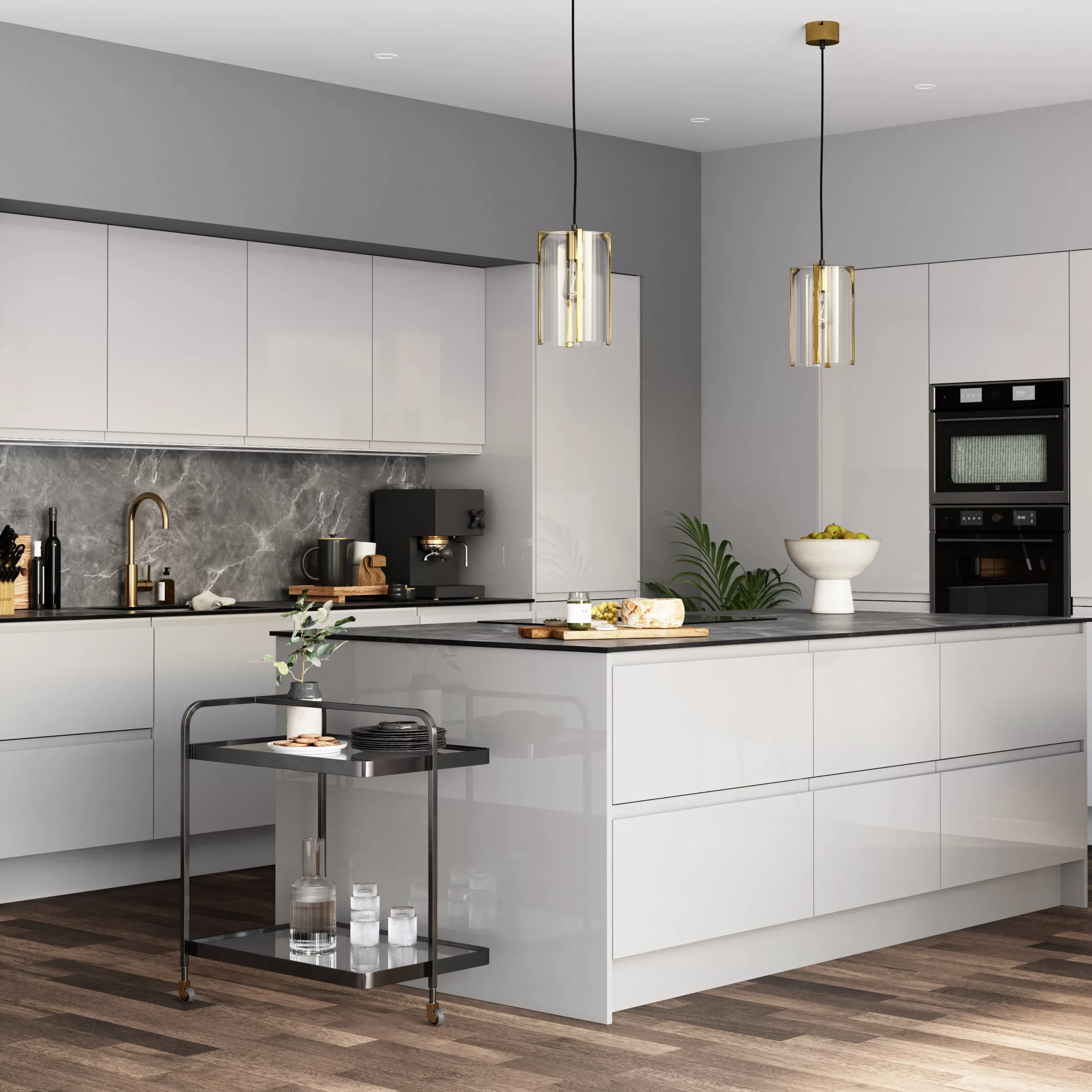 GoodHome Garcinia Gloss Light Grey Integrated Handle Highline Cabinet Door (W)600mm (H)715mm (T)19mm 8 GoodHome Garcinia Gloss Light Grey Integrated Handle Highline Cabinet Door (W)600mm (H)715mm (T)19mm - Image 6