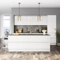 GoodHome Garcinia Gloss Light Grey Integrated Handle Wall Kitchen Cabinet (W)1000mm (H)720mm -Prime Kitchen goodhome garcinia gloss light grey integrated handle wall kitchen cabinet w 1000mm h 720mm5059340702377 10i bq