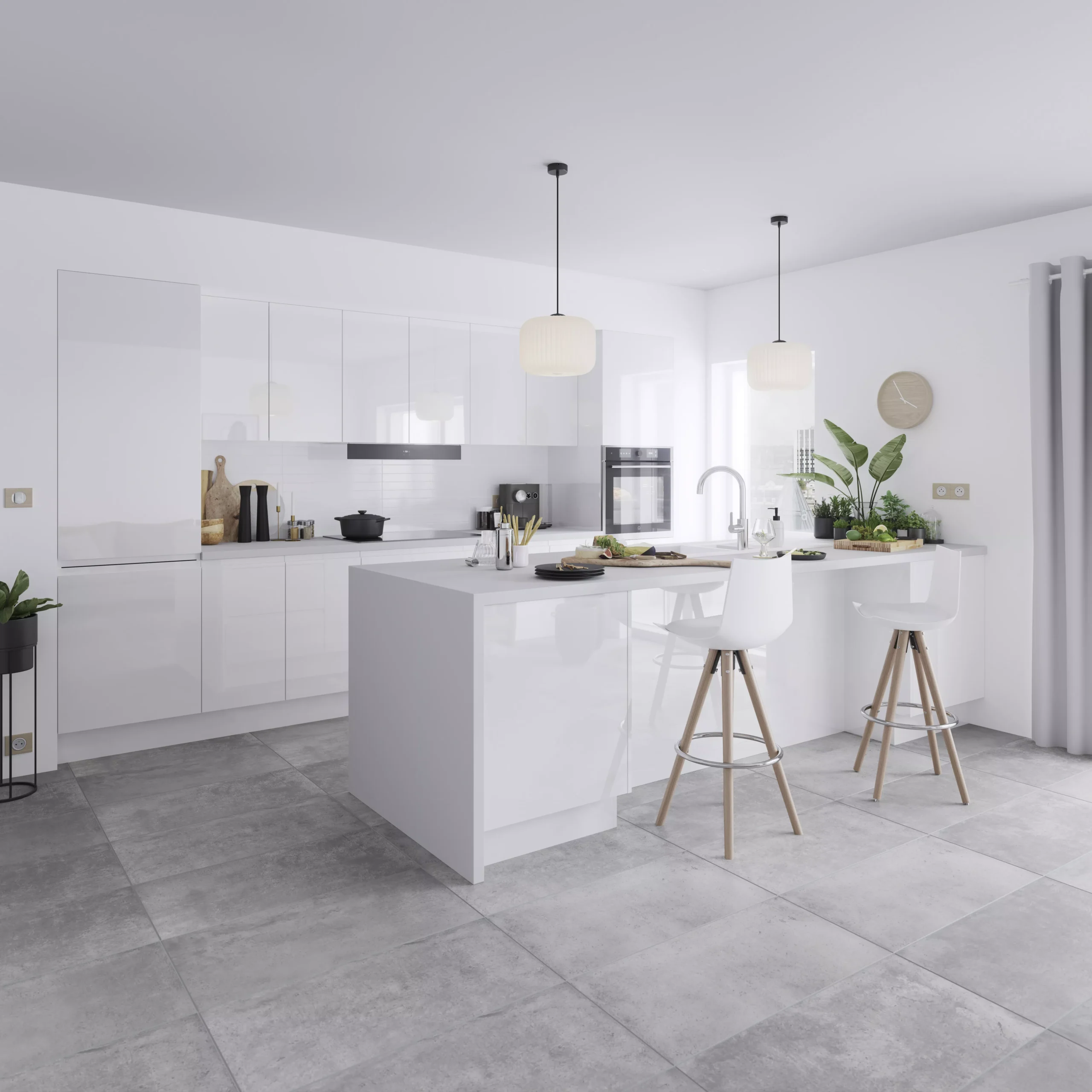 GoodHome Garcinia Gloss White Integrated Handle Appliance Cabinet Door (W)600mm (H)453mm (T)19mm 11 GoodHome Garcinia Gloss White Integrated Handle Appliance Cabinet Door (W)600mm (H)453mm (T)19mm - Image 9