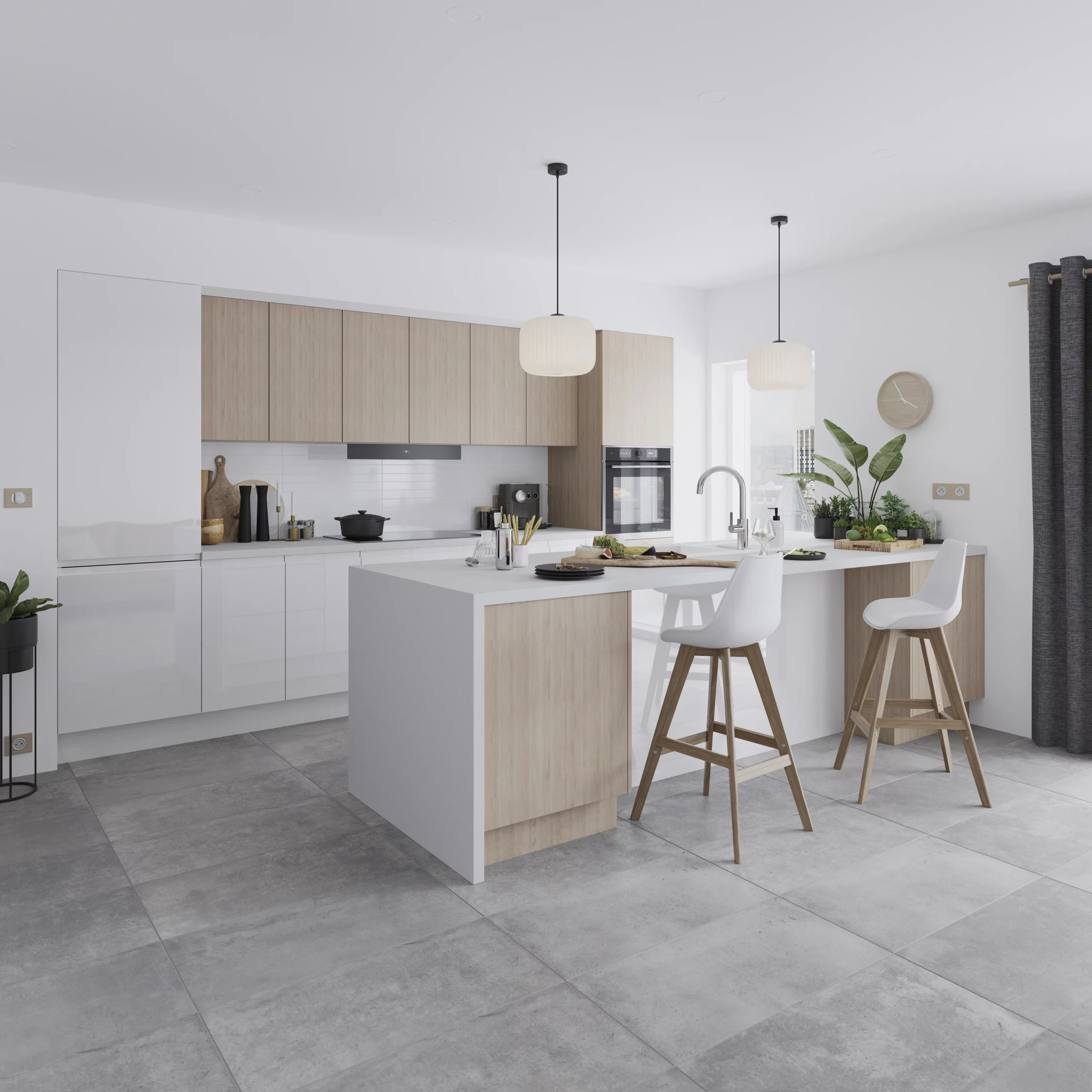 GoodHome Garcinia Gloss White Integrated Handle Appliance Cabinet Door (W)600mm (H)453mm (T)19mm 6 GoodHome Garcinia Gloss White Integrated Handle Appliance Cabinet Door (W)600mm (H)453mm (T)19mm - Image 4