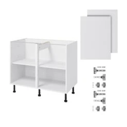 GoodHome Garcinia Gloss White Integrated Handle Base Kitchen Cabinet (W)1000mm (H)720mm -Prime Kitchen goodhome garcinia gloss white integrated handle base kitchen cabinet w 1000mm h 720mm5059340702414 07c bq