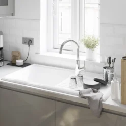 GoodHome Guntur Chrome-plated Kitchen Side Lever Sensor Tap -Prime Kitchen goodhome guntur chrome plated kitchen side lever sensor tap5059340452531 02i