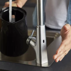 GoodHome Guntur Stainless Steel Effect Kitchen Side Lever Sensor Tap -Prime Kitchen goodhome guntur stainless steel effect kitchen side lever sensor tap5059340452548 04i