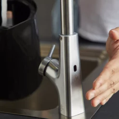 GoodHome Guntur Stainless Steel Effect Kitchen Side Lever Sensor Tap -Prime Kitchen goodhome guntur stainless steel effect kitchen side lever sensor tap5059340452548 05i