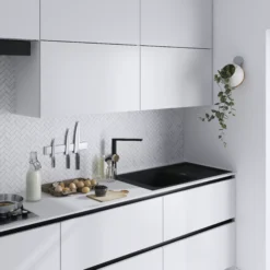 GoodHome Havarti Black Graphite Effect Kitchen Side Lever Tap -Prime Kitchen goodhome havarti black graphite effect kitchen side lever tap5059340458533 05i