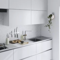 GoodHome Havarti Stainless Steel Effect Kitchen Side Lever Tap -Prime Kitchen goodhome havarti stainless steel effect kitchen side lever tap5059340458526 05i