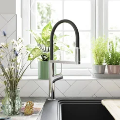 GoodHome Horopito Chrome-plated Kitchen Spring Neck Sensor Tap -Prime Kitchen goodhome horopito chrome plated kitchen spring neck sensor tap5059340452555 10i 1