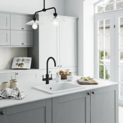 GoodHome Hyssop White Ceramic 1 Bowl Kitchen Sink (W)460mm X (L)565mm -Prime Kitchen goodhome hyssop white ceramic 1 bowl kitchen sink w 460mm x l 565mm5059340458441 05i