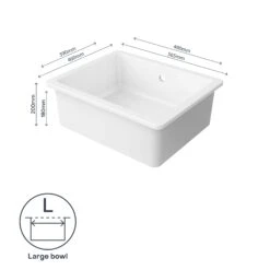 GoodHome Hyssop White Ceramic 1 Bowl Kitchen Sink (W)460mm X (L)565mm -Prime Kitchen goodhome hyssop white ceramic 1 bowl kitchen sink w 460mm x l 565mm5059340458441 71c EN