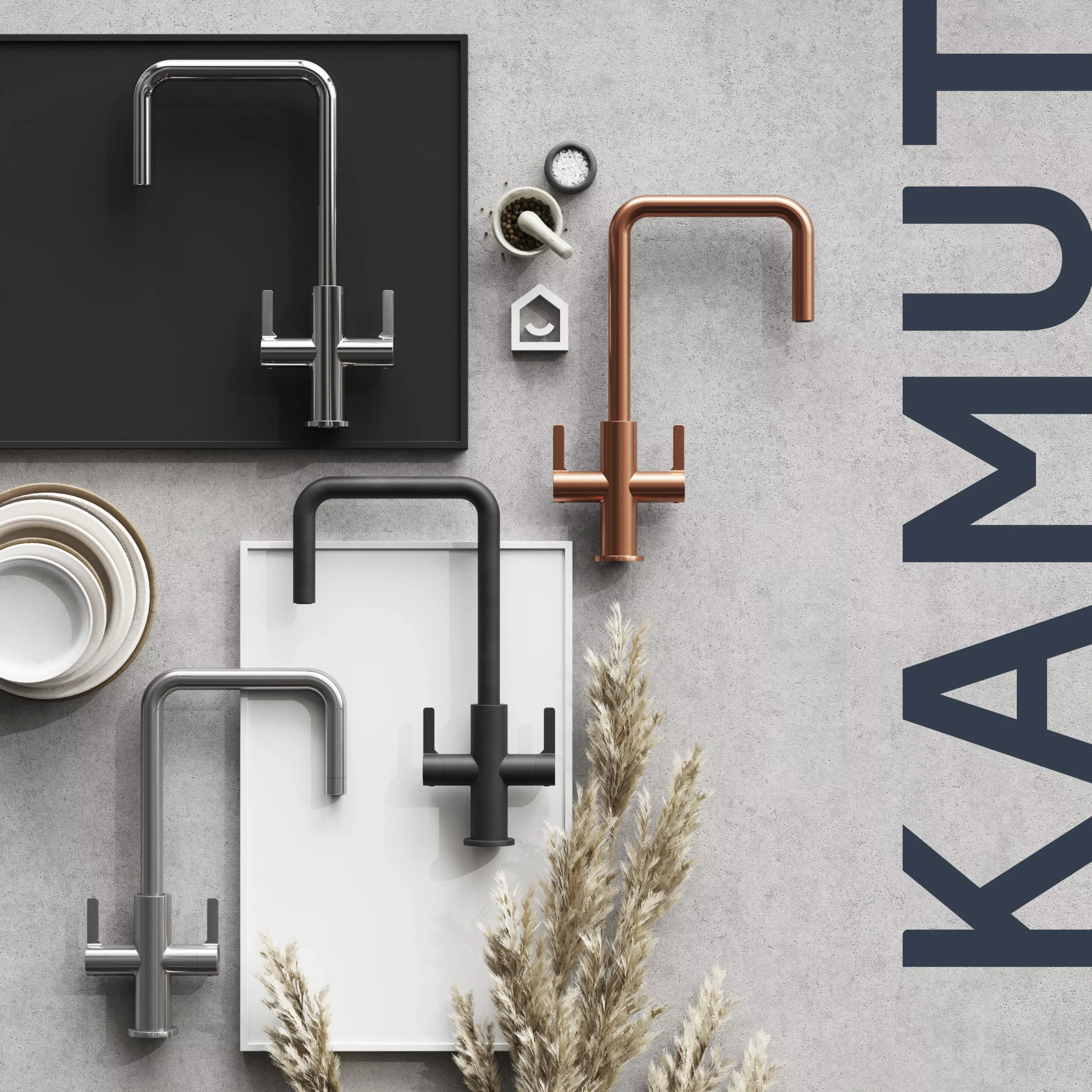 GoodHome Kamut Black Graphite Effect Kitchen Twin Lever Tap 16 GoodHome Kamut Black Graphite Effect Kitchen Twin Lever Tap - Image 14