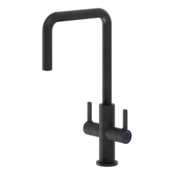 GoodHome Kamut Black Graphite Effect Kitchen Twin Lever Tap