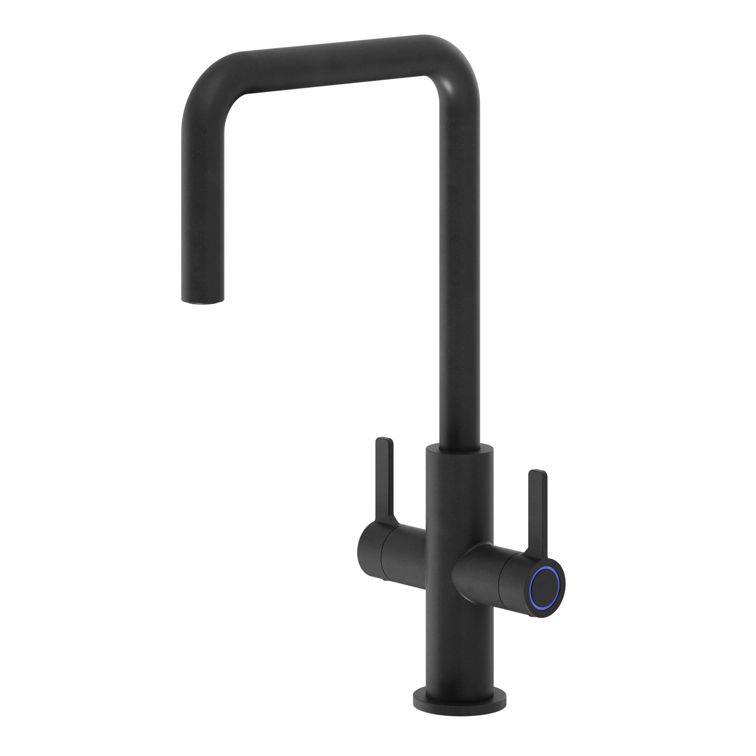 GoodHome Kamut Black Graphite Effect Kitchen Twin Lever Tap 3 GoodHome Kamut Black Graphite Effect Kitchen Twin Lever Tap