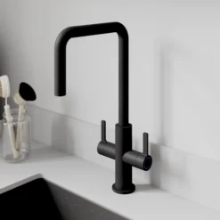 GoodHome Kamut Black Graphite Effect Kitchen Twin Lever Tap 21 GoodHome Kamut Black Graphite Effect Kitchen Twin Lever Tap -Prime Kitchen goodhome kamut black graphite effect kitchen twin lever tap5059340452685 01i