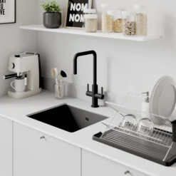 GoodHome Kamut Black Graphite Effect Kitchen Twin Lever Tap 22 GoodHome Kamut Black Graphite Effect Kitchen Twin Lever Tap -Prime Kitchen goodhome kamut black graphite effect kitchen twin lever tap5059340452685 02i