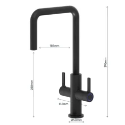 GoodHome Kamut Black Graphite Effect Kitchen Twin Lever Tap 23 GoodHome Kamut Black Graphite Effect Kitchen Twin Lever Tap -Prime Kitchen goodhome kamut black graphite effect kitchen twin lever tap5059340452685 02t