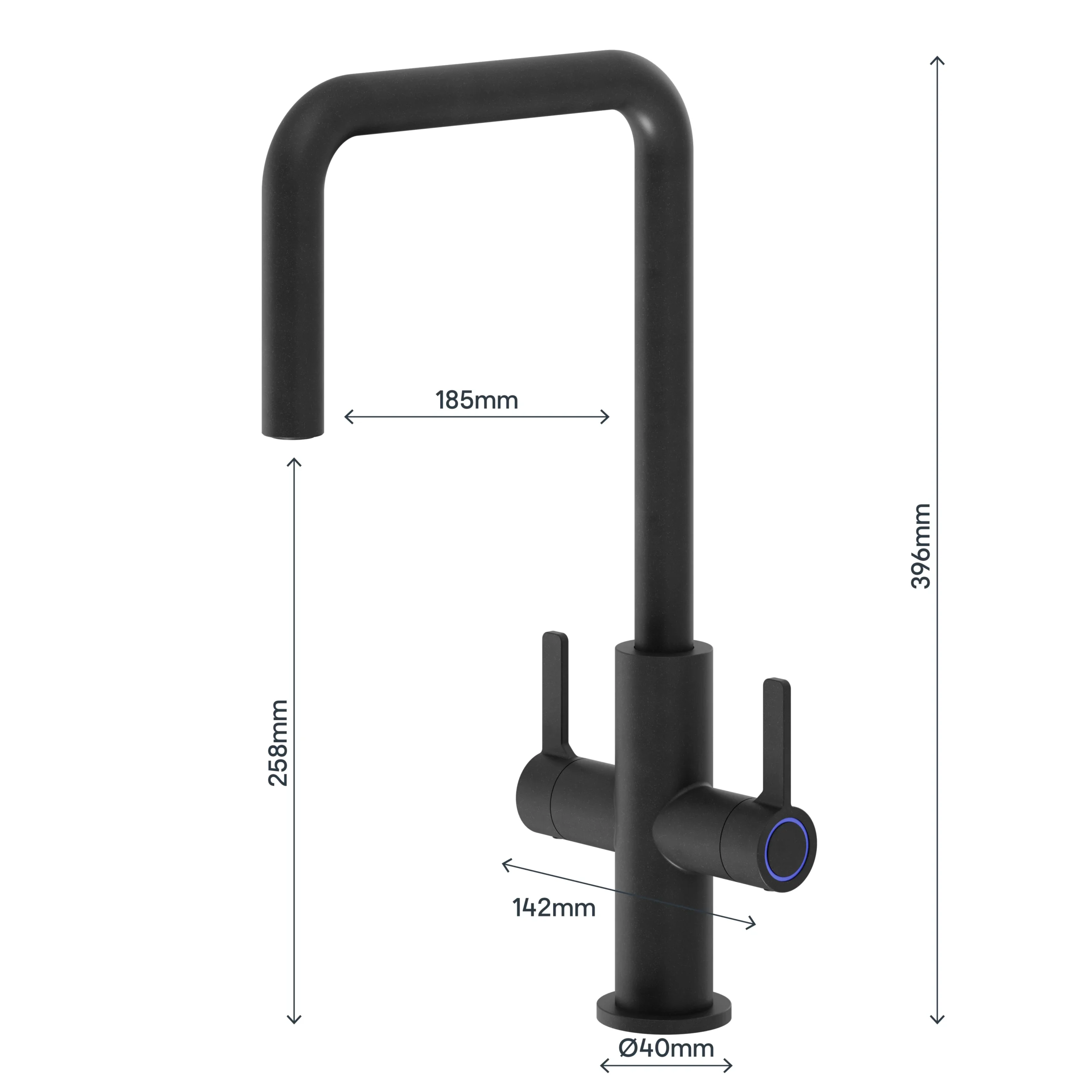 GoodHome Kamut Black Graphite Effect Kitchen Twin Lever Tap 8 GoodHome Kamut Black Graphite Effect Kitchen Twin Lever Tap - Image 6