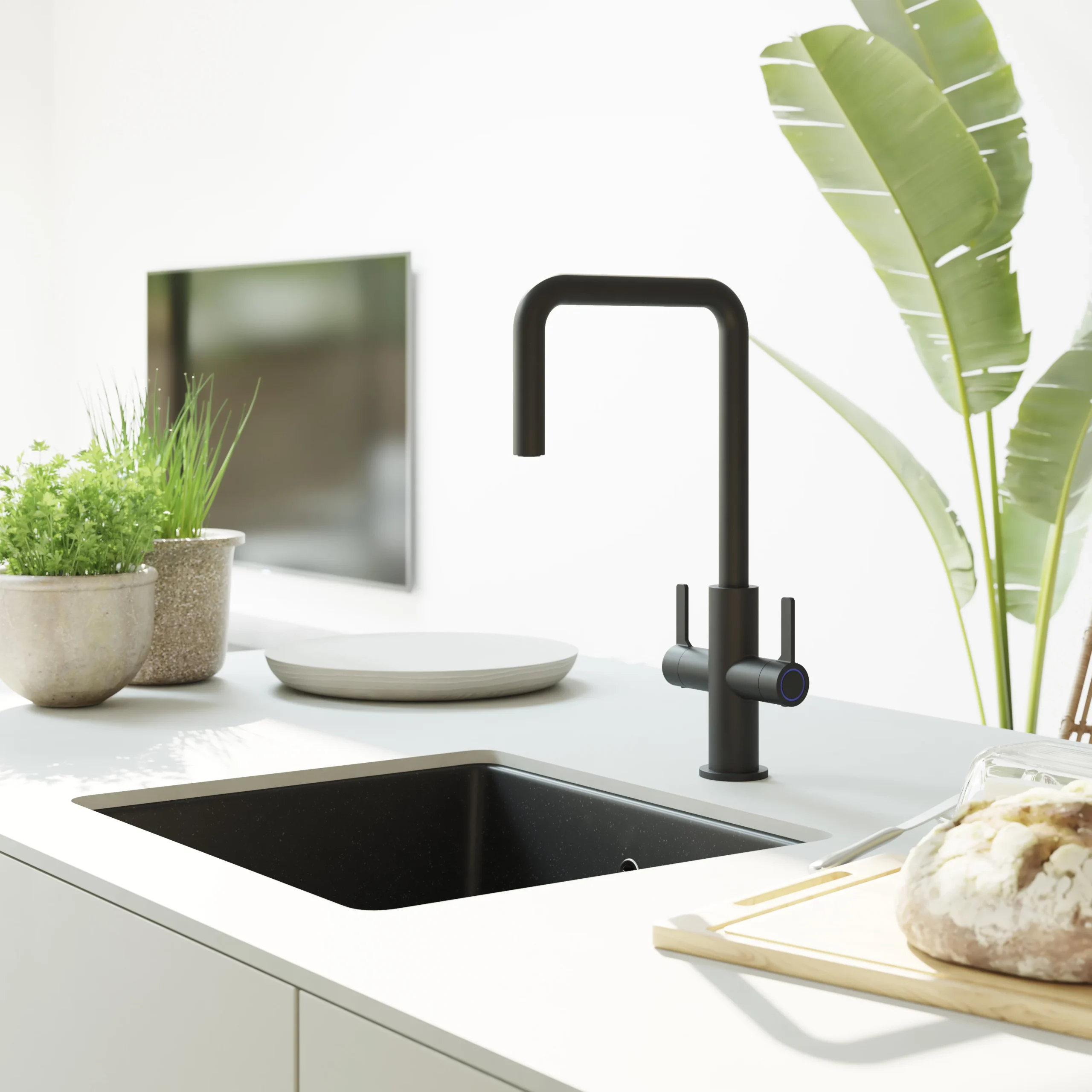 GoodHome Kamut Black Graphite Effect Kitchen Twin Lever Tap 17 GoodHome Kamut Black Graphite Effect Kitchen Twin Lever Tap - Image 15