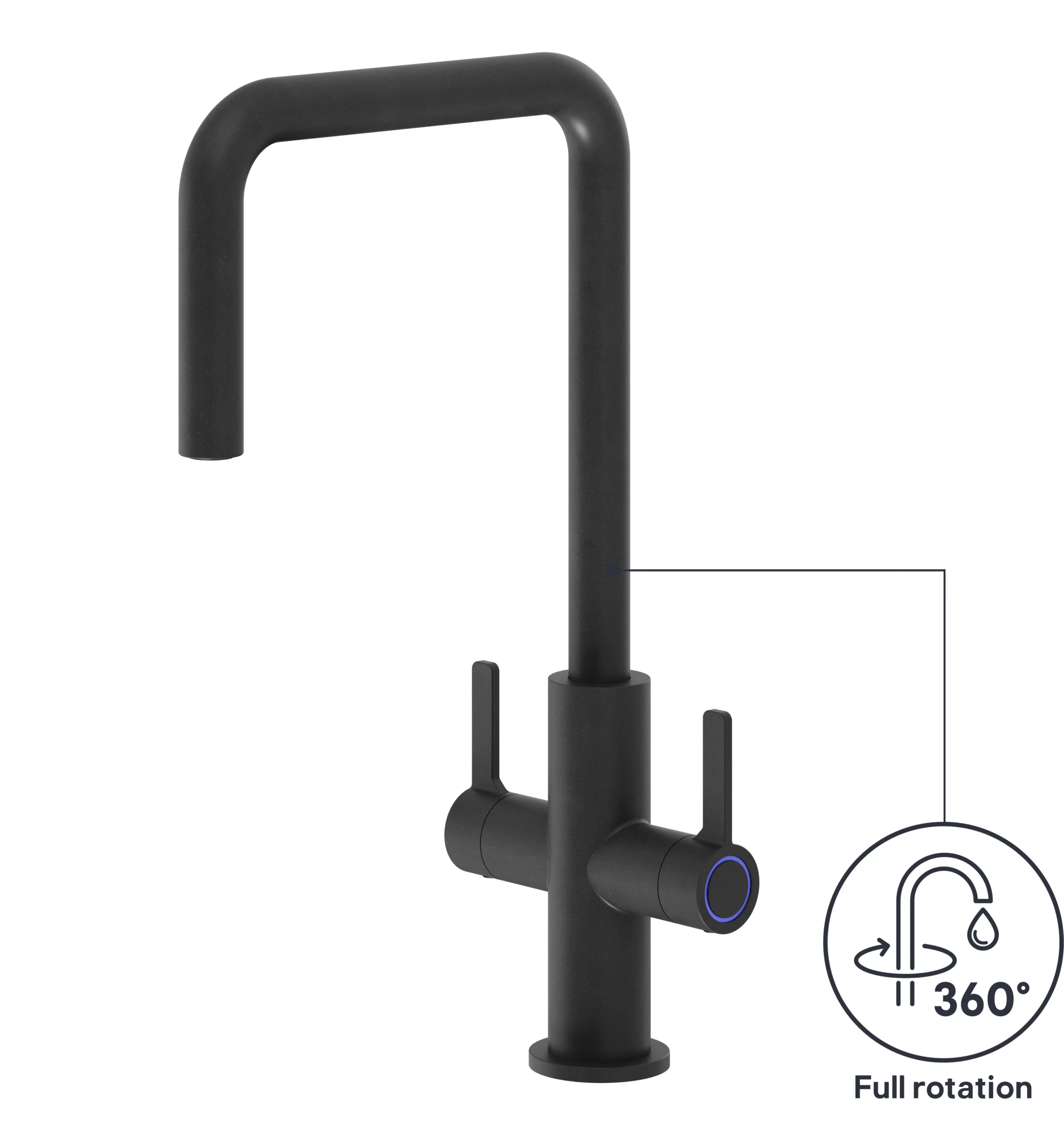 GoodHome Kamut Black Graphite Effect Kitchen Twin Lever Tap 10 GoodHome Kamut Black Graphite Effect Kitchen Twin Lever Tap - Image 8