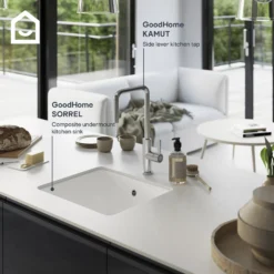 GoodHome Kamut Chrome Effect Chrome-plated Kitchen Side Lever Tap -Prime Kitchen goodhome kamut chrome effect chrome plated kitchen side lever tap5059340452623 45i EN