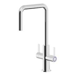 GoodHome Kamut Chrome-plated Kitchen Twin Lever Tap