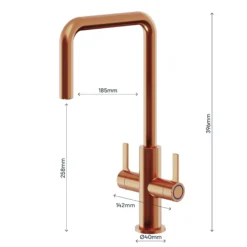 GoodHome Kamut Copper Effect Kitchen Twin Lever Tap -Prime Kitchen goodhome kamut copper effect kitchen twin lever tap5059340452692 02t