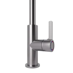 GoodHome Kamut Silver Stainless Steel Effect Kitchen Side Lever Tap -Prime Kitchen goodhome kamut silver stainless steel effect kitchen side lever tap3663602481911 37c bq