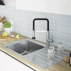 GoodHome Kamut Stainless Steel Effect Kitchen Side Lever Spring Neck Tap 15 GoodHome Kamut Stainless Steel Effect Kitchen Side Lever Spring Neck Tap -Prime Kitchen goodhome kamut stainless steel effect kitchen side lever spring neck tap5059340504421 02i