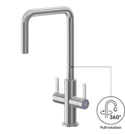 GoodHome Kamut Stainless Steel Effect Kitchen Twin Lever Tap -Prime Kitchen goodhome kamut stainless steel effect kitchen twin lever tap5059340452678 71c EN