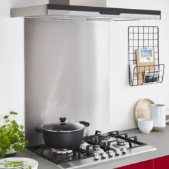 GoodHome Kasei Polished Brushed Effect Stainless Steel Splashback, (H)800mm (W)600mm (T)10mm -Prime Kitchen goodhome kasei polished brushed effect stainless steel splashback h 800mm w 600mm t 10mm3663602633969 04i bq