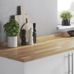 GoodHome Kava Natural Beech Effect Solid Beech Upstand (L)3000mm -Prime Kitchen goodhome kava natural beech effect solid beech upstand l 3000mm3663602636625 21i